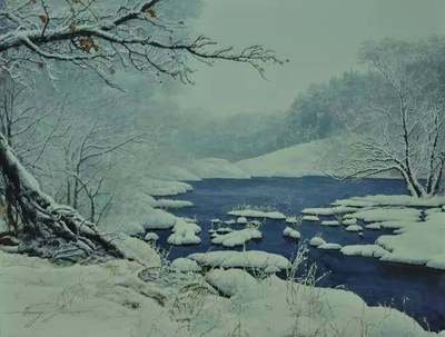 雪景水彩画