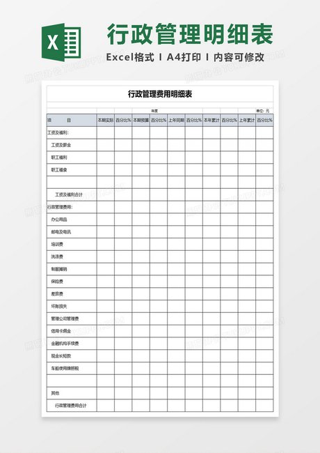 管理费用明细账模板_360图片