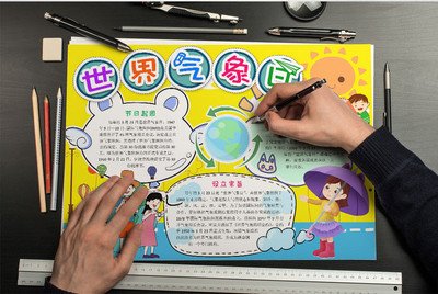 天气世界气象日小报手抄报word模版模板免费