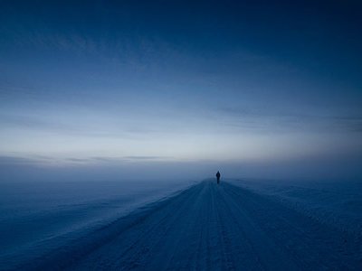 一个人的孤独,冰天雪地里的独行者手机壁纸图片下载
