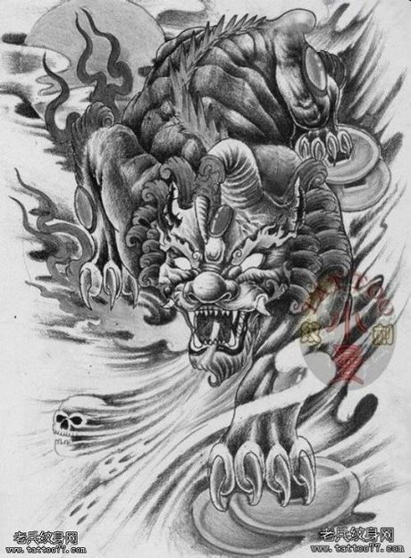 麒麟纹身手稿图案大全