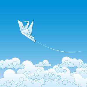 纸 折纸鹤对蓝蓝的天空插画