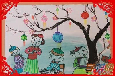 春节图画大全 关于热闹春节的图画 春节绘画作品 画一幅关于春节的画