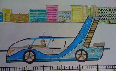 儿童画未来汽车图片_可可