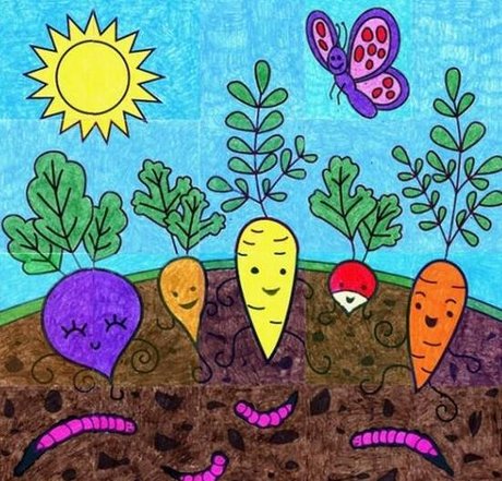 蔬菜儿童画图片, 儿童画的 蔬菜素材(3)