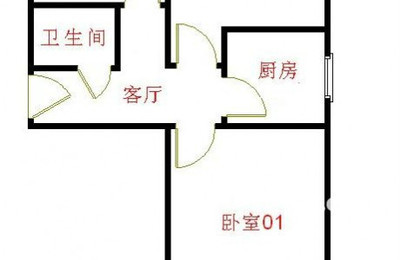 客厅与厨房和卫生间有道梁