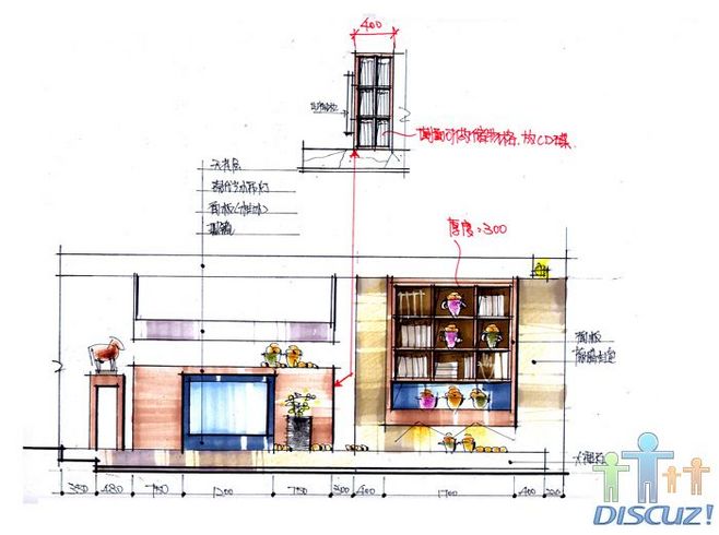 室内设计立面图手绘