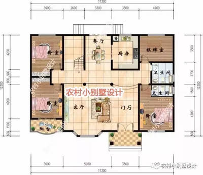 四开间15米二层楼平面设计