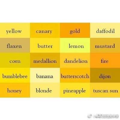 黄颜色的各种颜色叫法