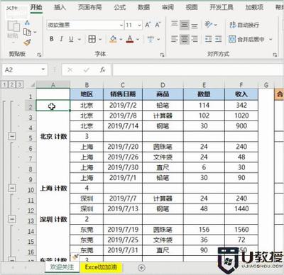 excel表格合并同类项