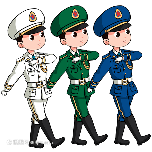 卡通军人踢正步