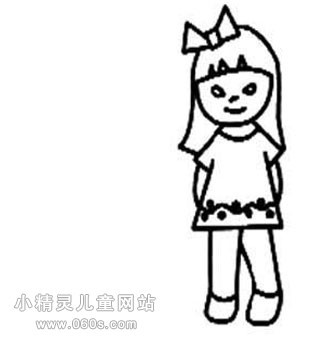 幼儿园简笔画教案:文静的小女孩