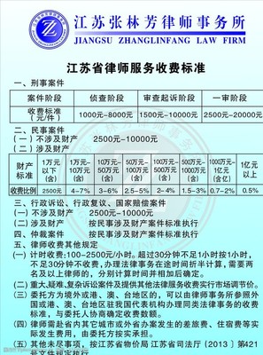 上海市律师收费标准