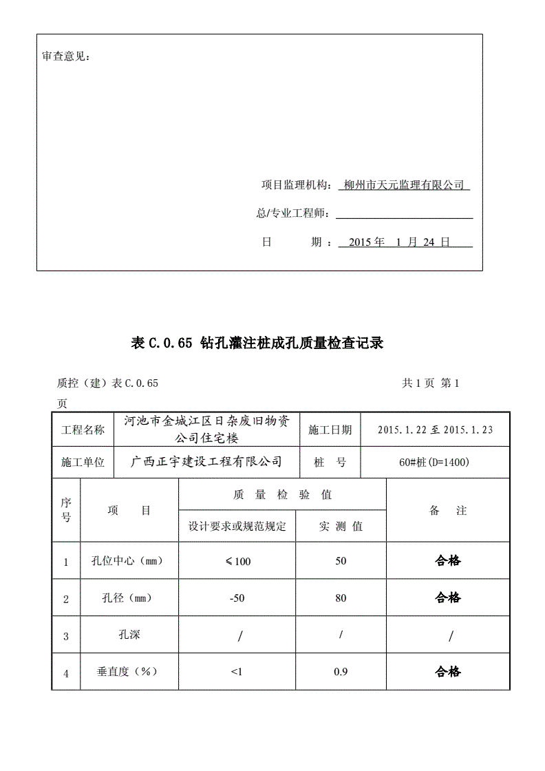 冲孔桩签证