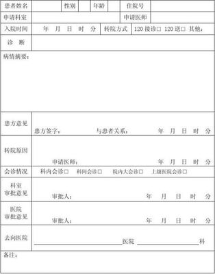 转院申请书