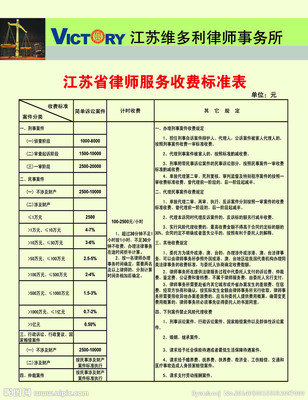 江苏省律师收费标准