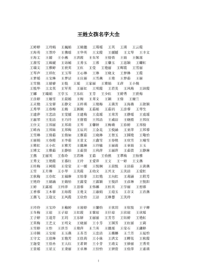 王姓取名字大全男孩