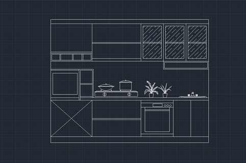 厨房橱柜侧面cad