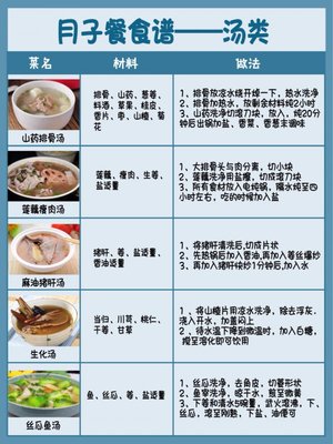 月子餐第二周食谱表格