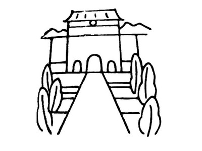 风景简笔画-寺院 建筑简笔画