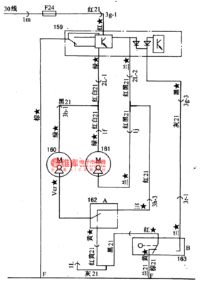 桑塔纳门锁电路图
