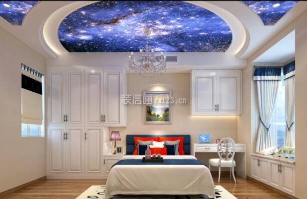 蓝色星空卧室吊顶