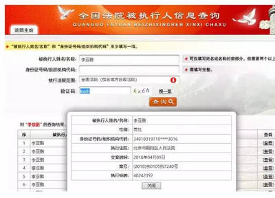 全国法院被执行人信息查询系统