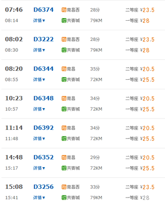 共青到南昌动车