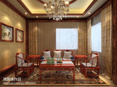 新中式装修窗帘效果图大全