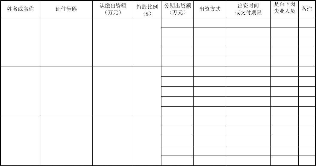 股东出资情况表