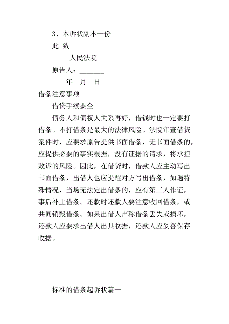 借条起诉状