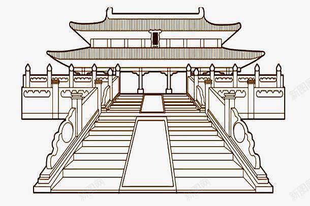 太和殿简笔画故宫手绘 页面网页 平面电商 