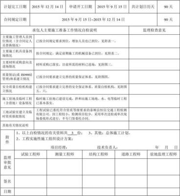 合同工程开工申请报告
