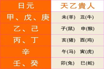 八字天乙贵人查询