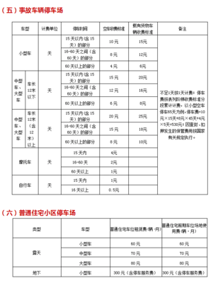 事故停车场收费标准