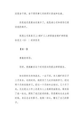 煤矿辞职报告怎么写