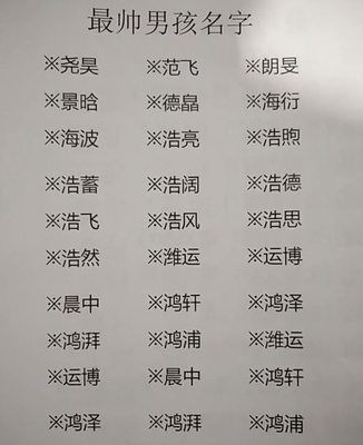 带帅的男孩名字