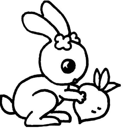 小白兔吃草简笔画图片