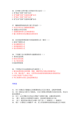 会计电算化习题及答案