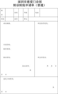 转院申请书
