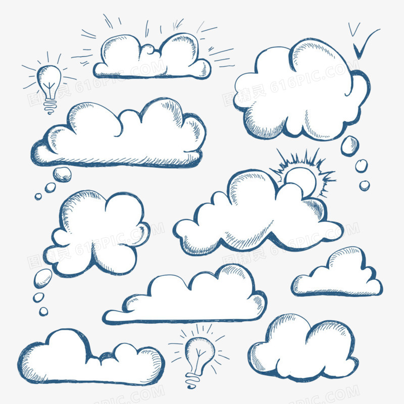 简笔画白云图片免费下载_PNG素材_编号158id28lp_图精灵
