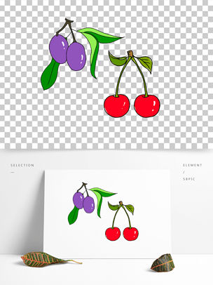 水果樱桃橄榄李子简笔画下载-编号