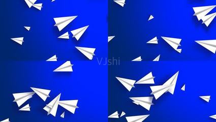 蓝色纸飞机背景视频下载