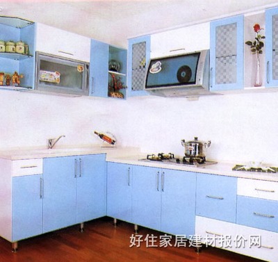 淡蓝色台面厨房橱柜