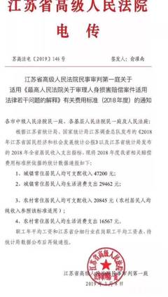 江苏省死亡赔偿标准
