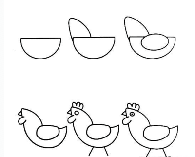 鸡的简笔画画法步骤图