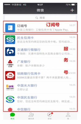 银行信用卡微信服务号