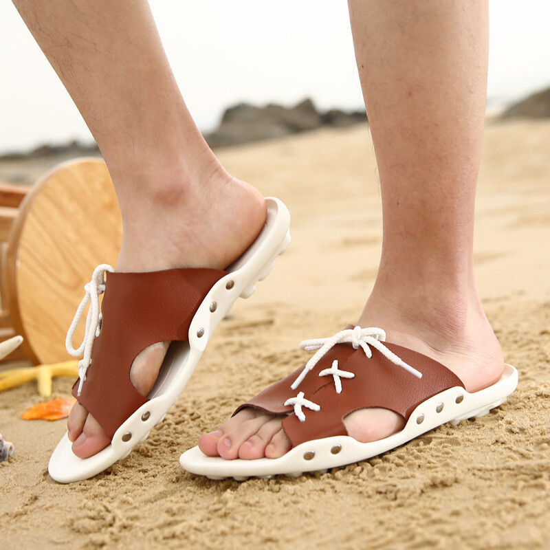 男装沙滩系带拖鞋
