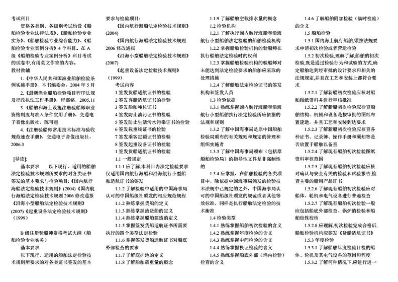 2018年b级注册验船师考试大纲