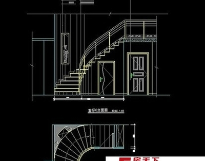 中间层楼梯平面切切图:休息平